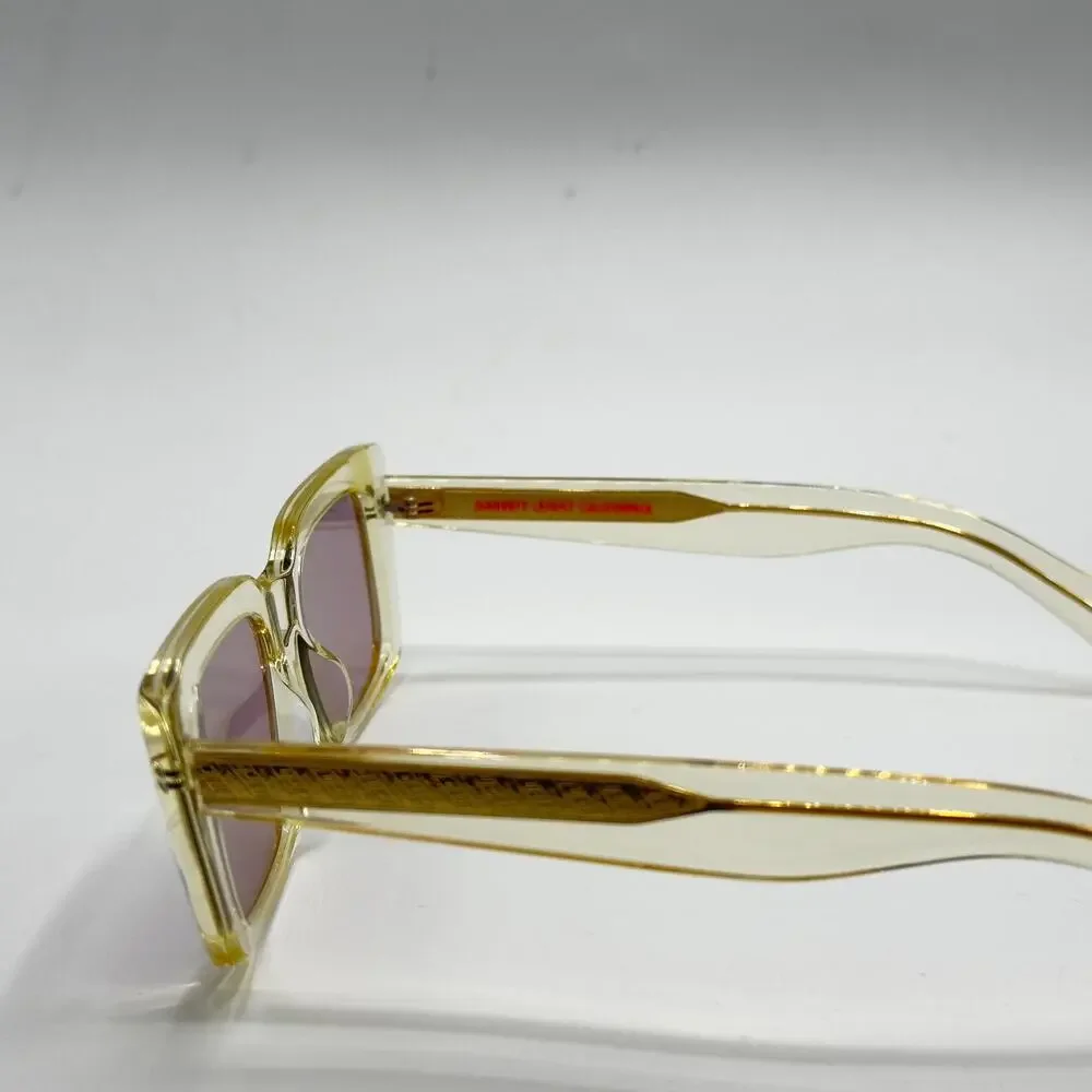 Garrett Leight Sunglasses GL3030 PG Pure Glass Rectangle Frame Plum Lens